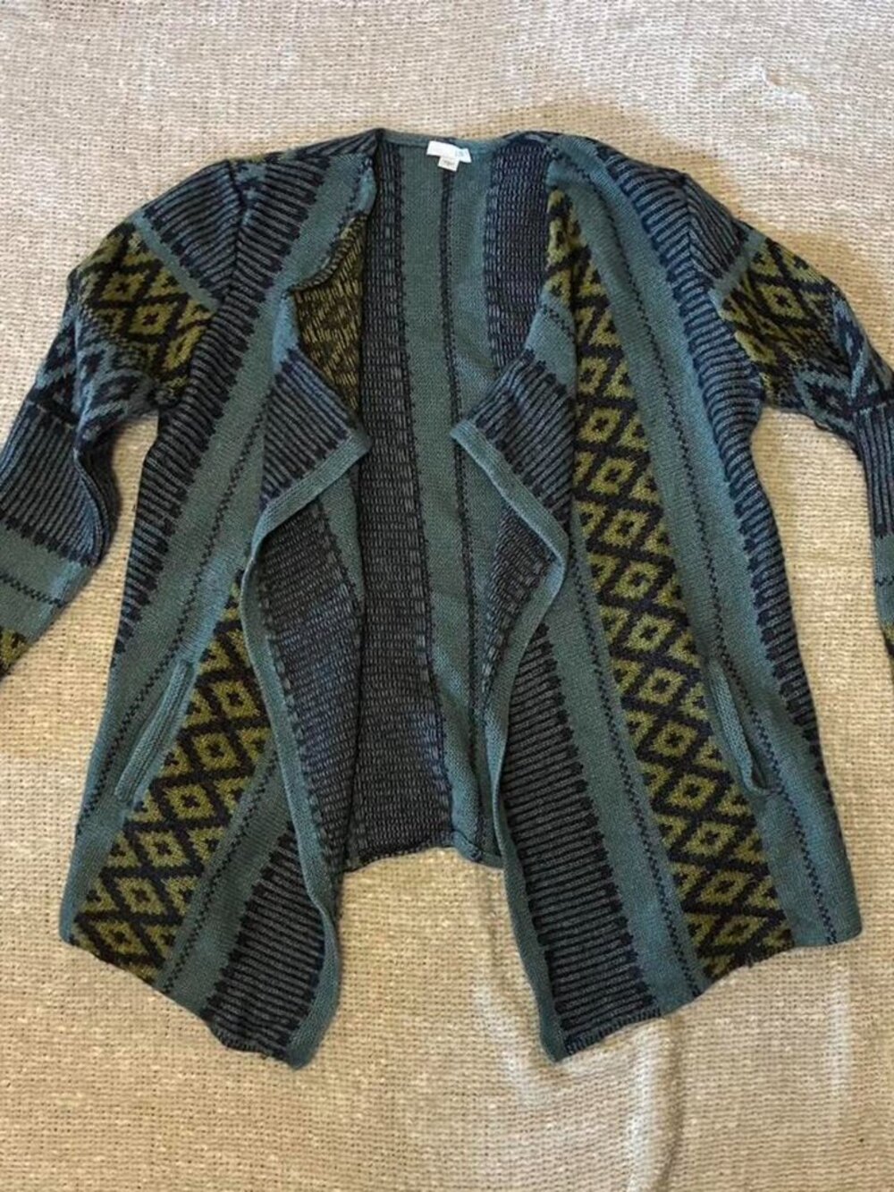 J. Jill Women's Geometric Green and Blue Sweater/Cardigan